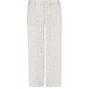 NYDJ Wide Leg Ankle Trouser Striped Stretch Linen (Size 14)